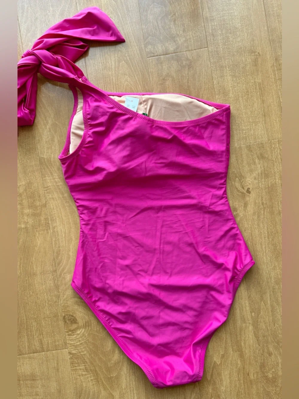 J. Crew One-Shoulder Bow Tie One-Piece Swimsuit, Fuchsia, Size 8, NWT